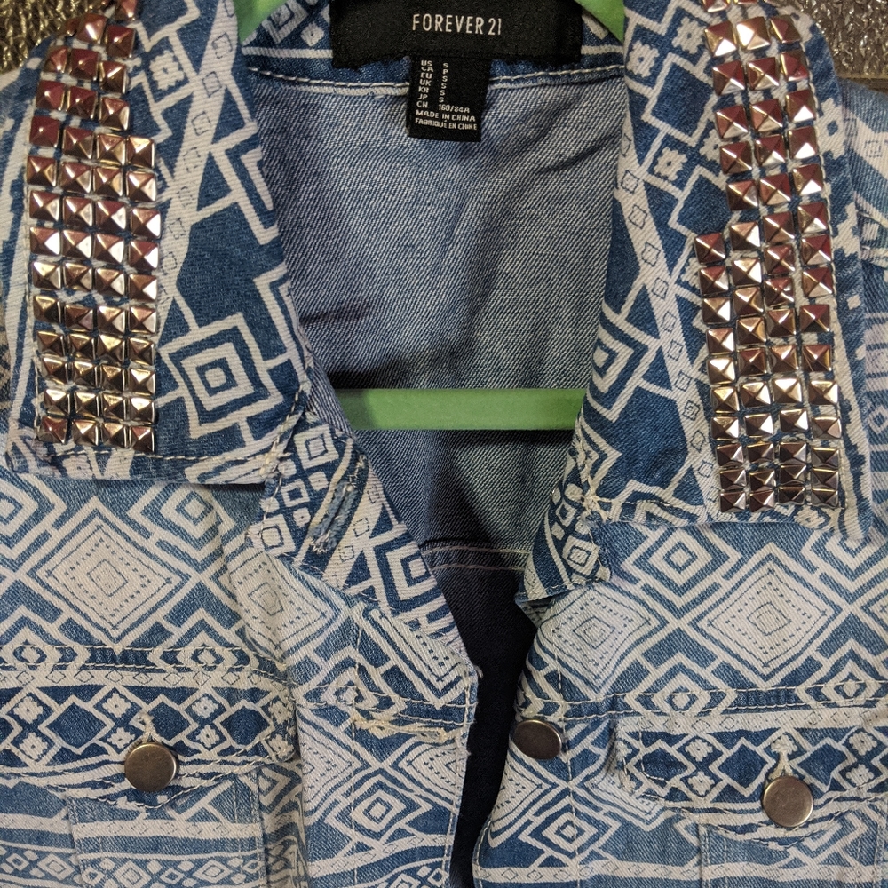 Studded Punk  Collar Jean Vest